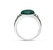 Malachite Cabochon Flat Back Stone Signet Ring in Sterling Silver with Enamel