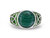 Malachite Cabochon Flat Back Stone Signet Ring in Sterling Silver with Enamel - Silver