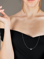 Midnight Crescent Layered Diamond Necklace In Sterling Silver