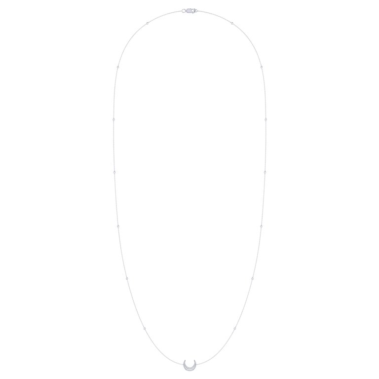 Midnight Crescent Layered Diamond Necklace In Sterling Silver - Silver