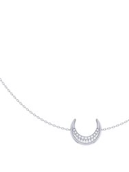 Midnight Crescent Layered Diamond Necklace In Sterling Silver