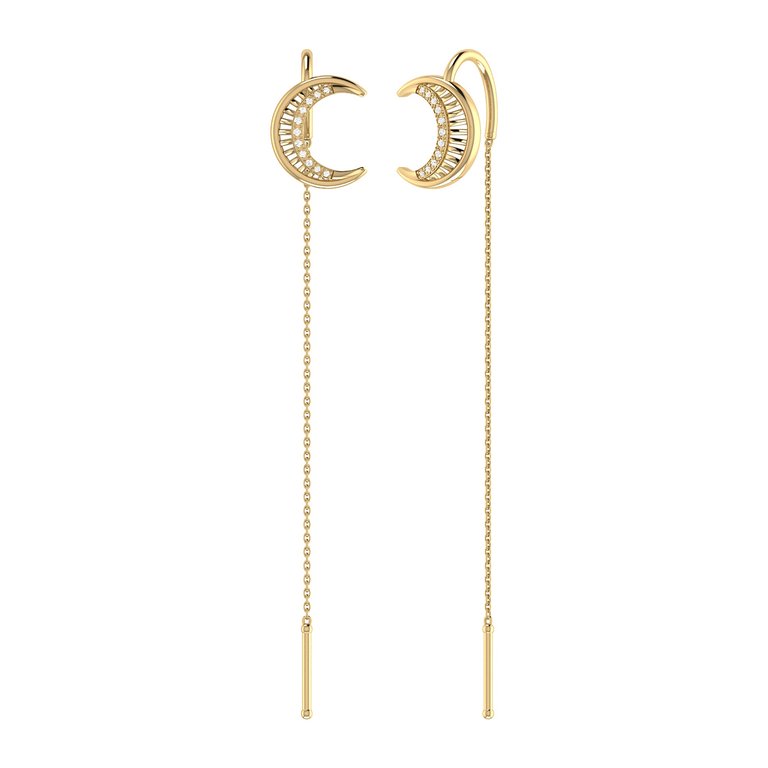 Moon Crescent Tack-In Diamond Earrings in 14K Yellow Gold Vermeil on Sterling Silver - Gold