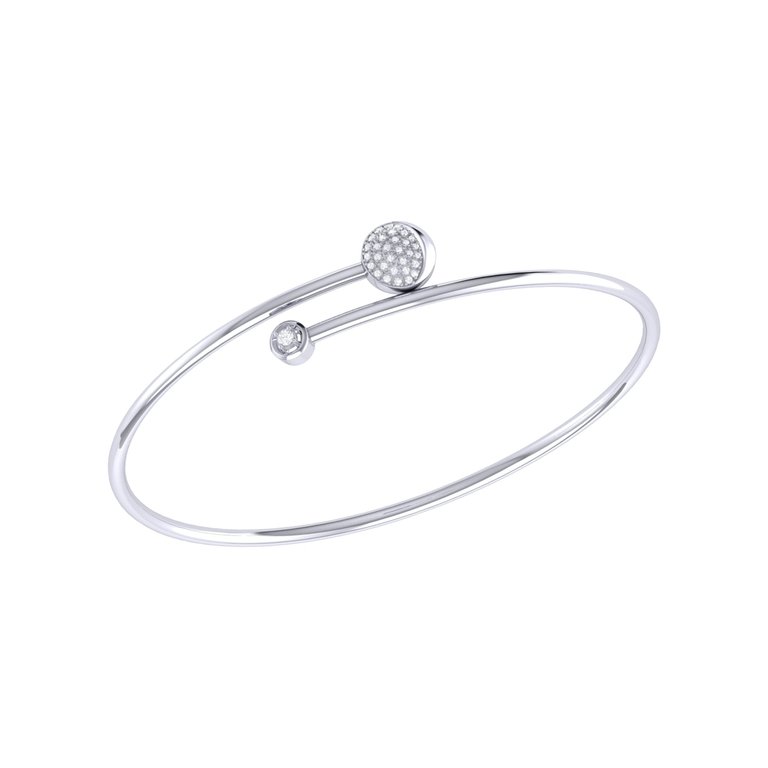 Moon-Crossed Lovers Adjustable Diamond Bangle in Sterling Silver - Silver