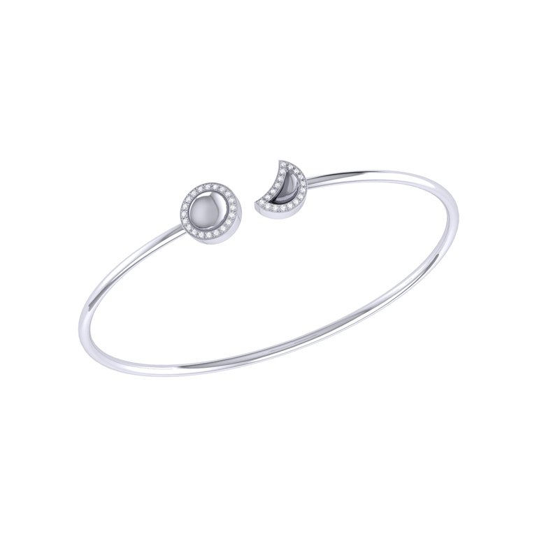Moon Phases Adjustable Diamond Cuff In Sterling Silver - Silver