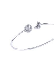 Moon Phases Adjustable Diamond Cuff In Sterling Silver - Silver