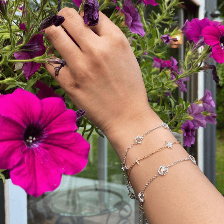 Moon Phases Diamond Bracelet In Sterling Silver