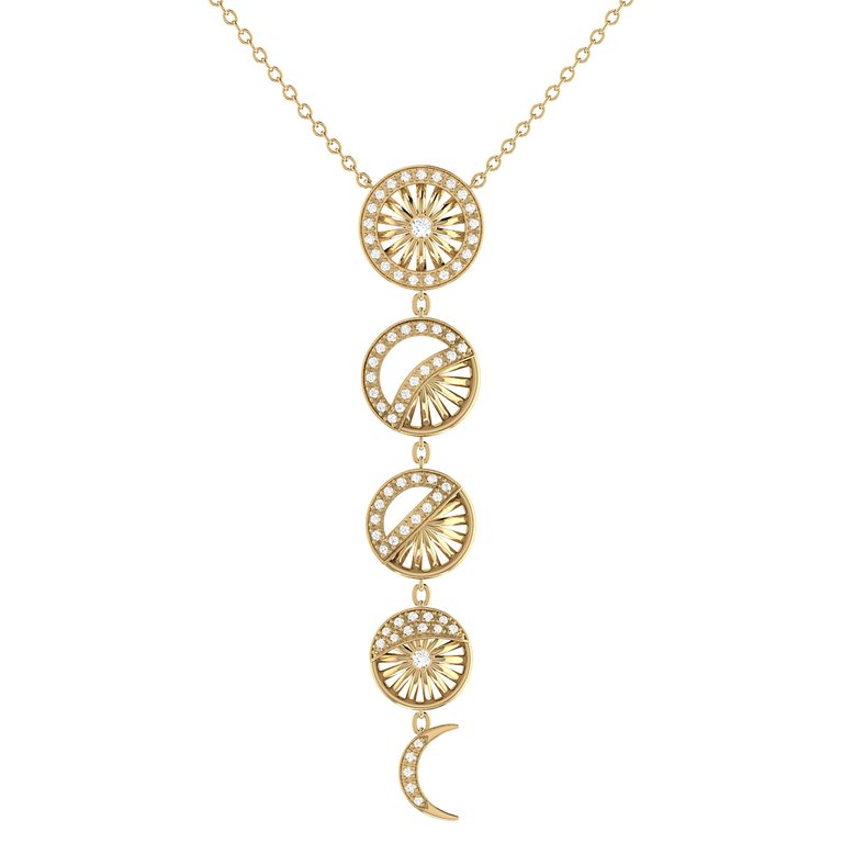 Moon Phases Diamond Necklace In 14K Yellow Gold Vermeil On Sterling Silver - Yellow Gold