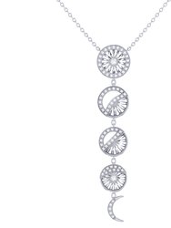 Moon Phases Diamond Necklace In Sterling Silver - Silver