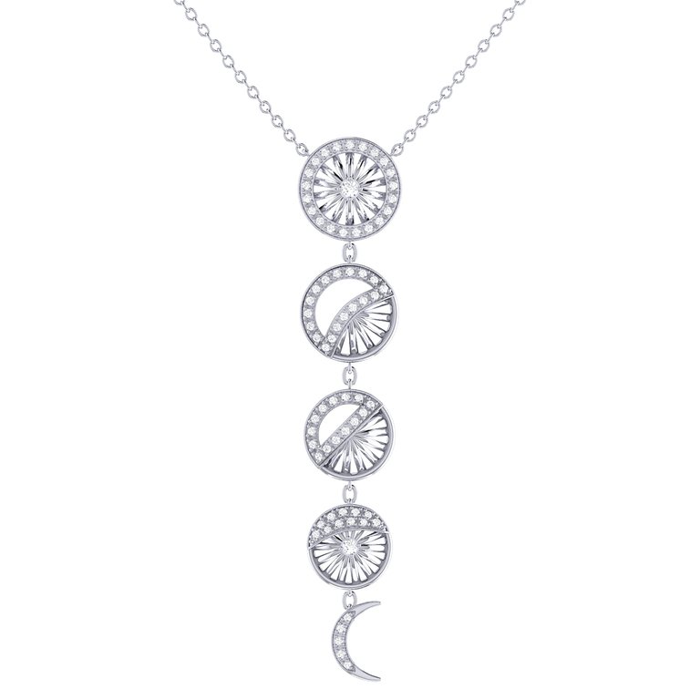 Moon Phases Diamond Necklace In Sterling Silver - Silver