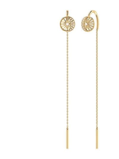 LuvMyJewelry Moon Phases Tack-In Diamond Earrings In 14K Yellow Gold Vermeil On Sterling Silver product