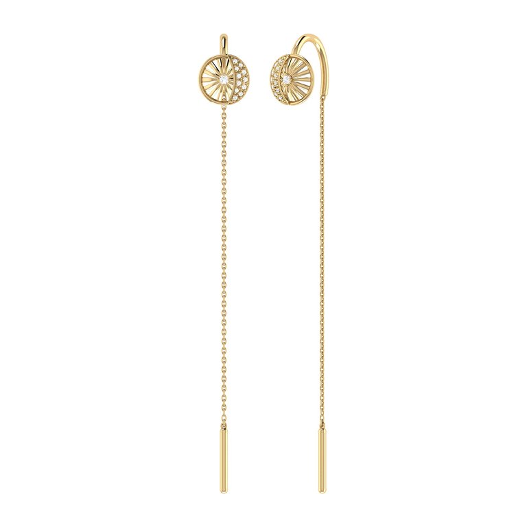 Moon Phases Tack-In Diamond Earrings In 14K Yellow Gold Vermeil On Sterling Silver - Yellow Gold