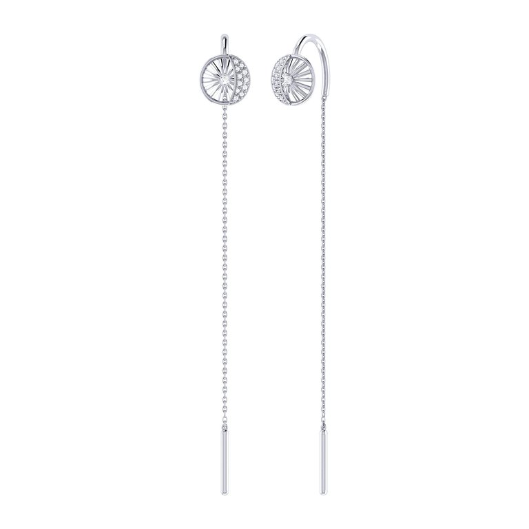Moon Phases Tack-In Diamond Earrings In Sterling Silver - Silver