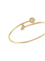 Moon Stages Adjustable Diamond Bangle In 14K Yellow Gold Vermeil On Sterling Silver - Yellow Gold