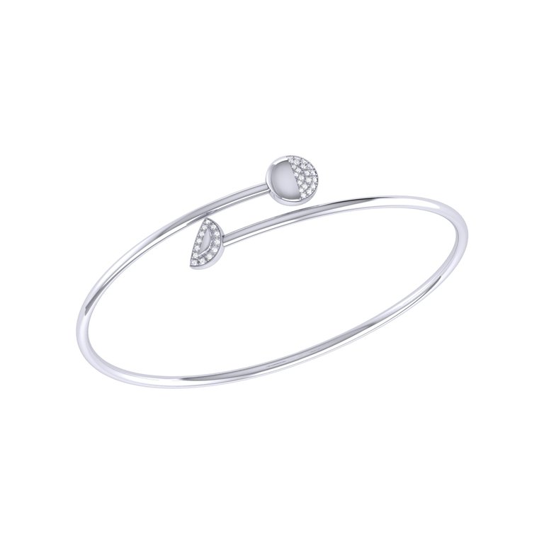 Moon Stages Adjustable Diamond Bangle in Sterling Silver - Silver