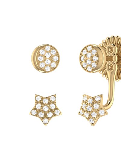 LuvMyJewelry Moon Transformation Star Diamond Stud Earrings in 14K Yellow Gold Vermeil on Sterling Silver product
