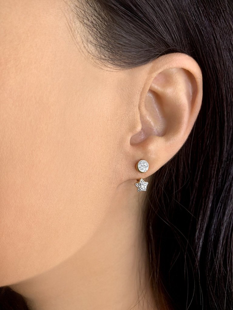 Moon Transformation Star Diamond Stud Earrings in 14K Yellow Gold Vermeil on Sterling Silver