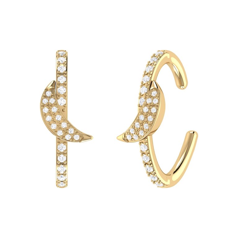 Moonlit Diamond Ear Cuffs In 14K Yellow Gold Vermeil On Sterling Silver - Yellow Gold