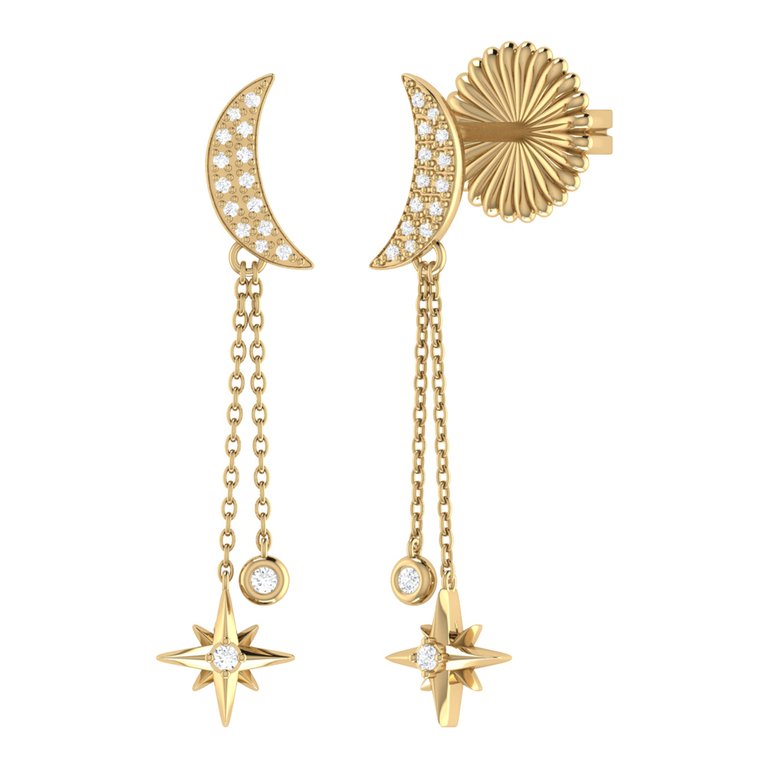 Moonlit Drop Star Diamond Earrings In 14K Yellow Gold Vermeil On Sterling Silver - Yellow Gold