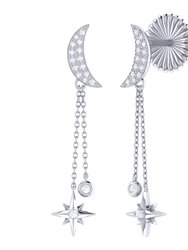 Moonlit Drop Star Diamond Earrings in Sterling Silver - Silver