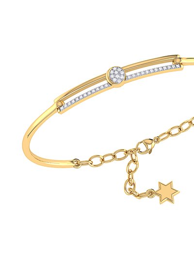 LuvMyJewelry Moonlit Phases Diamond Bangle In 14K Yellow Gold Vermeil On Sterling Silver product