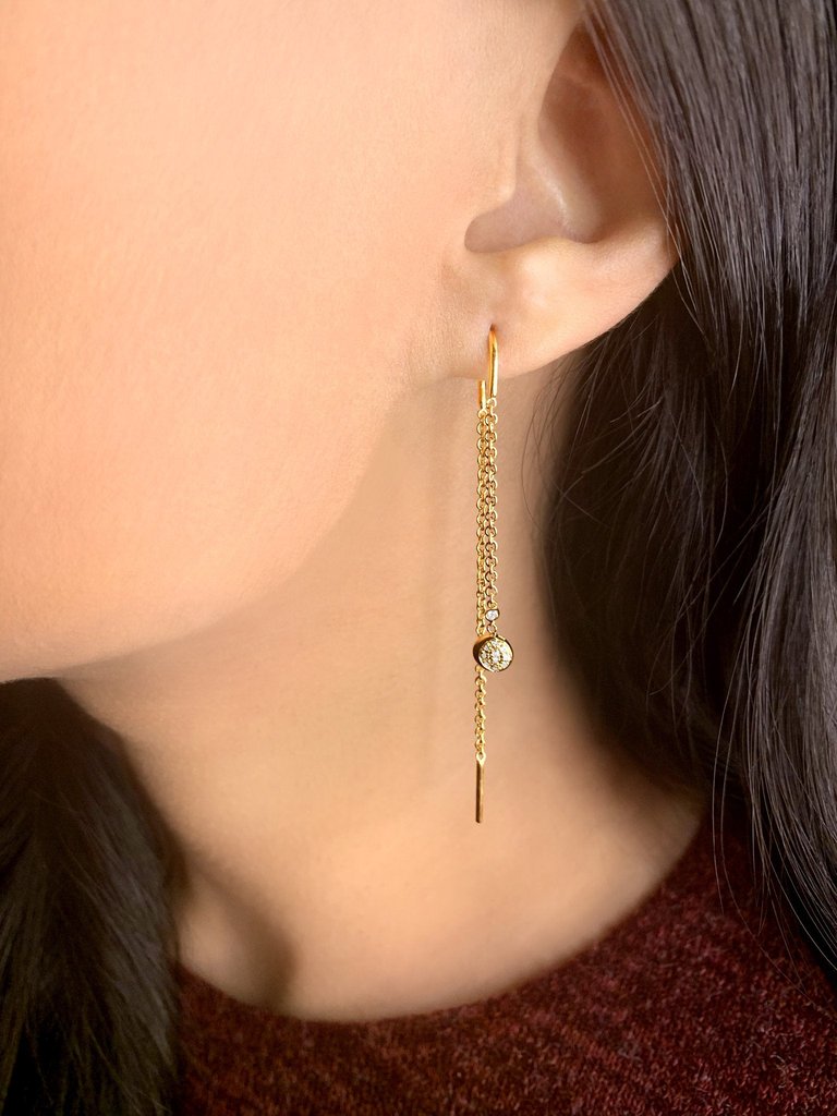 Moonlit Phases Tack-In Diamond Earrings in 14K Yellow Gold Vermeil on Sterling Silver