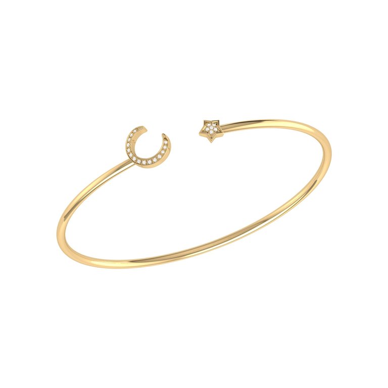 Moonlit Star Adjustable Diamond Cuff In 14K Yellow Gold Vermeil On Sterling Silver - Yellow Gold