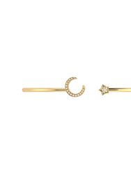 Moonlit Star Adjustable Diamond Cuff In 14K Yellow Gold Vermeil On Sterling Silver