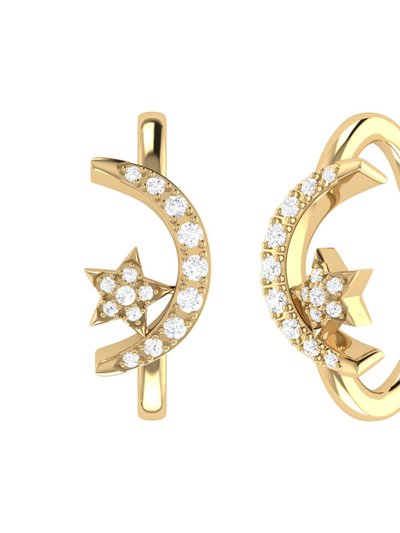 LuvMyJewelry Moonlit Star Diamond Ear Cuffs In 14K Yellow Gold Vermeil On Sterling Silver product