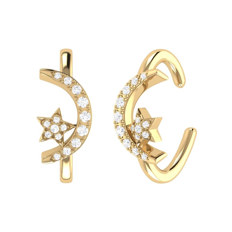 Moonlit Star Diamond Ear Cuffs In 14K Yellow Gold Vermeil On Sterling Silver - Yellow Gold