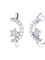 Moonlit Star Diamond Ear Cuffs in Sterling Silver - Silver