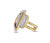 My Colorful Legacy Pearl & Moonstone Diamond Open Ring In 14K Yellow Gold Plated Sterling Silver