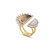 My Colorful Legacy Pearl & Moonstone Diamond Open Ring In 14K Yellow Gold Plated Sterling Silver