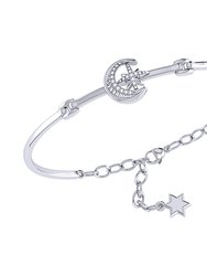 Nighttime Lovers Crescent Diamond Bangle in Sterling Silver - Silver
