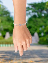 Nighttime Lovers Crescent Diamond Bangle in Sterling Silver