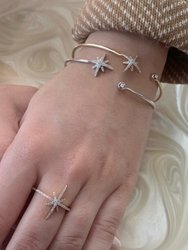 North Star Adjustable Diamond Cuff In Sterling Silver