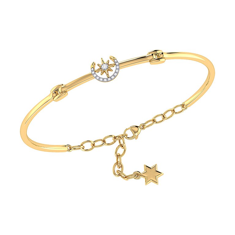 North Star Crescent Diamond Bangle In 14K Yellow Gold Vermeil On Sterling Silver - Yellow Gold