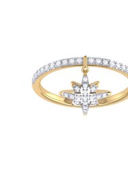 North Star Diamond Charm Ring In 14K Yellow Gold Vermeil On Sterling Silver - Yellow Gold