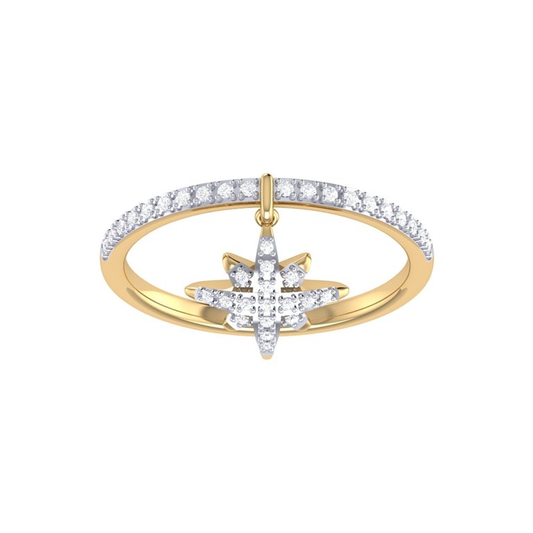 North Star Diamond Charm Ring In 14K Yellow Gold Vermeil On Sterling Silver - Yellow Gold