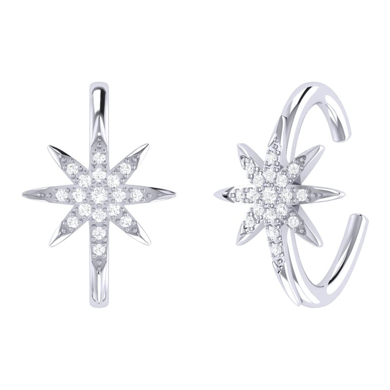 North Star Diamond Ear Cuffs In Sterling Silver - Sterling Silver