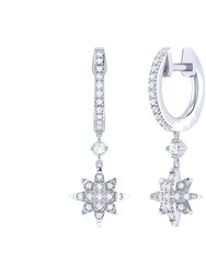 North Star Diamond Hoop Earrings In Sterling Silver - Silver