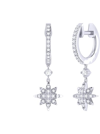 LuvMyJewelry North Star Diamond Hoop Earrings In Sterling Silver product