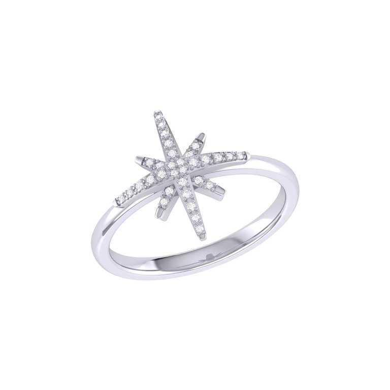 North Star Diamond Ring In Sterling Silver - Silver