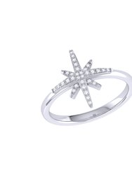 North Star Diamond Ring In Sterling Silver - Silver