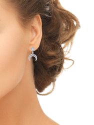 North Star Moon Crescent Diamond Earrings In Sterling Silver