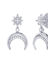North Star Moon Crescent Diamond Earrings In Sterling Silver - Silver