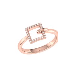 On The Block Square Diamond Ring In Sterling Silver In 14K Rose Gold Vermeil On Sterling Silver - Rose Gold