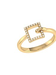 On The Block Square Diamond Ring In Sterling Silver In 14K Yellow Gold Vermeil On Sterling Silver - Yellow Gold