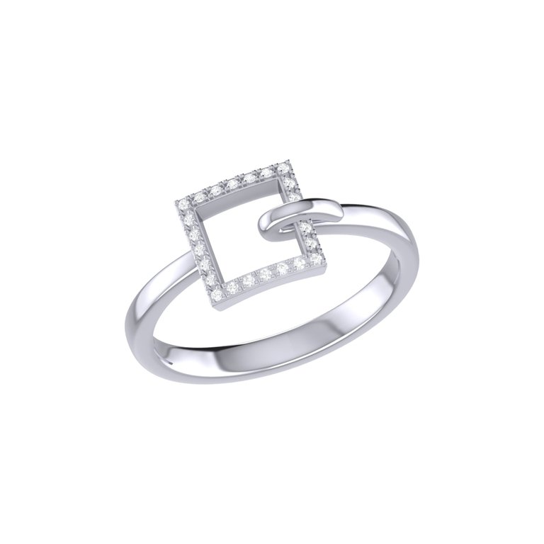 On The Block Square Diamond Ring In Sterling Silver - Silver