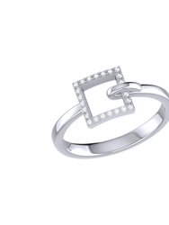 On The Block Square Diamond Ring In Sterling Silver - Silver