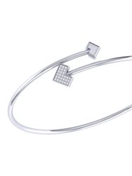 One Way Arrow Adjustable Diamond Bangle in Sterling Silver - Silver
